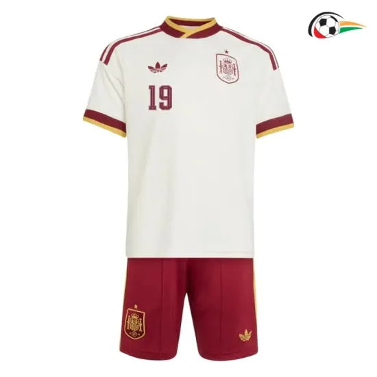 Camisa Reserva Infantil Lamine Yamal 19 España Copa do Mundo 2026 Branco/Vermelho