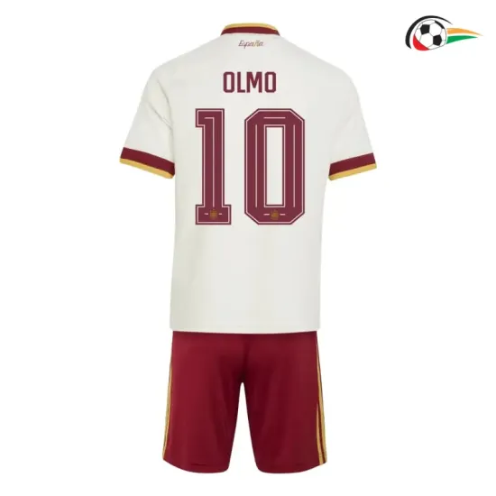 Camisa Reserva Infantil Olmo 10 España Copa do Mundo 2026 Branco/Vermelho