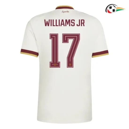 Camisa Reserva Williams Jr 17 España Copa do Mundo 2026 Branco/Vermelho