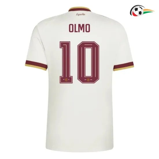 Camisa Reserva Olmo 10 España Copa do Mundo 2026 Branco/Vermelho