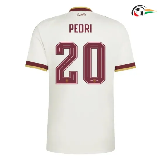 Camisa Reserva Pedri 20 España Copa do Mundo 2026 Branco/Vermelho