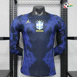 Camisa Reserva Versão Jogador Brasil Copa do Mundo 2026 Azul Manga Longa