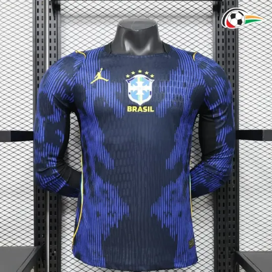Camisa Reserva Versão Jogador Brasil Copa do Mundo 2026 Azul Manga Longa