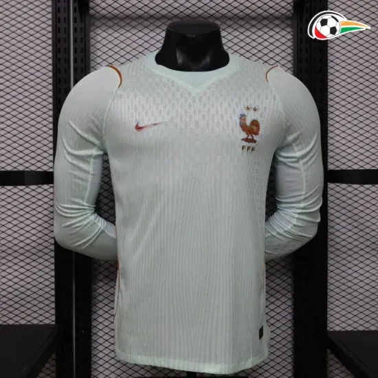 Camisa Reserva Versão Jogador Francia Copa do Mundo 2026 Verde Menta Manga Longa