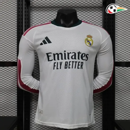 Camisa Versão Jogador Real Madrid 2026/2027 Branco com Patch HP Manga Longa