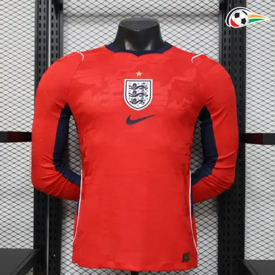 Camisa Reserva Versão Jogador Inglaterra Copa do Mundo 2026 Vermelho Manga Longa