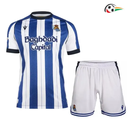 Camisa Titular Infantil Real Sociedad 2025/2026 Azul/Branco