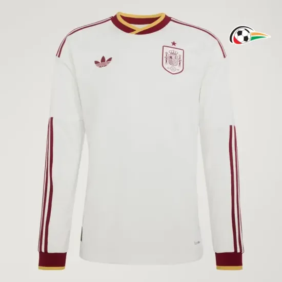 Camisa Reserva España Copa do Mundo 2026 Branco Manga Longa