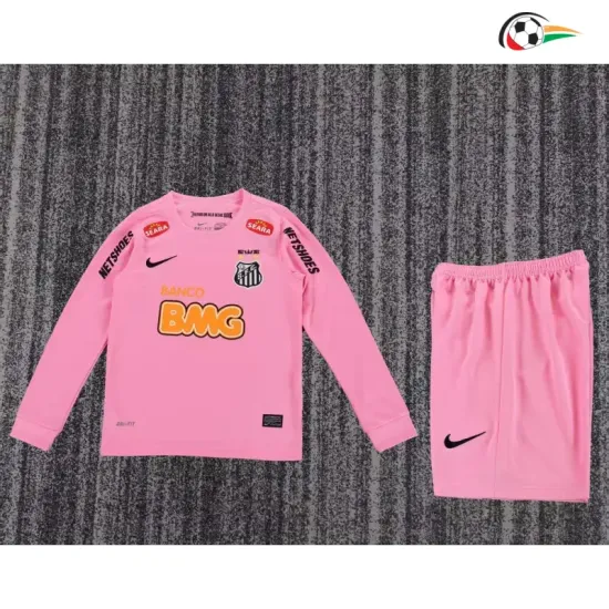 Camisa Retrô Infantil Santos FC 2013 Rosa Manga Longa
