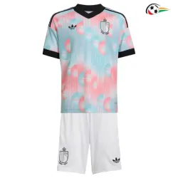 Camisa Reserva Infantil Bélgica Copa do Mundo 2026 Rosa/Azul Claro