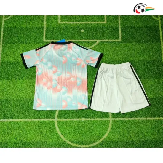 Camisa Reserva Infantil Bélgica Copa do Mundo 2026 Rosa/Azul Claro