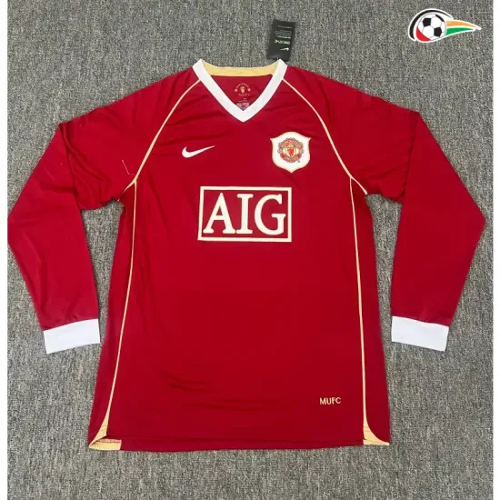 Camisa Retrô Titular Manchester United 2006/2007 Vermelho Manga Longa