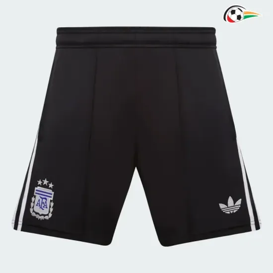 Shorts de Futebol Reserva Argentina Copa do Mundo 2026 Preto