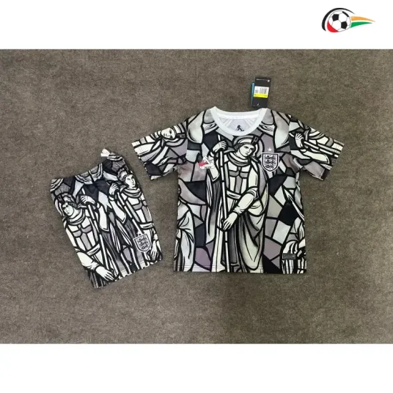 Camisa Infantil Inglaterra x Palace 2026 Preto/Cinza/Branco