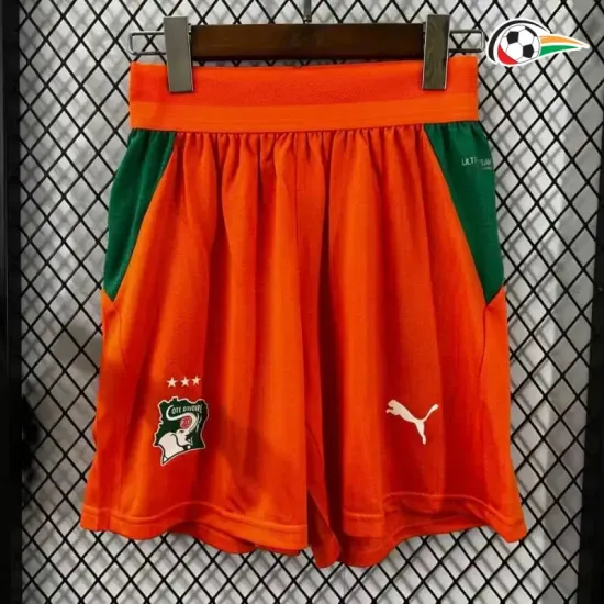 Shorts de Futebol Titular Versão Jogador Costa de Marfil Copa do Mundo 2026 Laranja