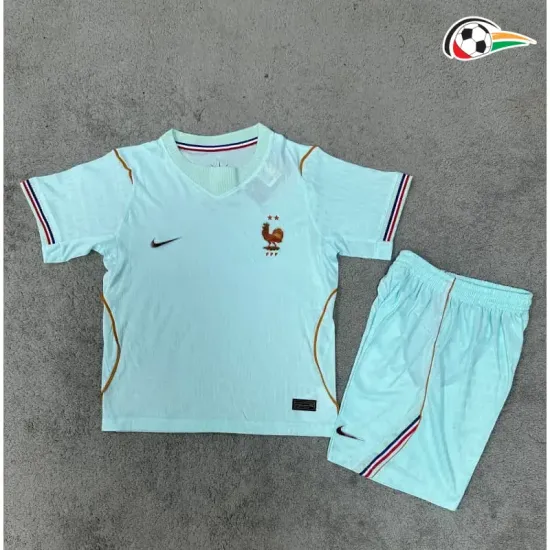 Camisa Reserva Infantil Francia Copa do Mundo 2026 Verde Menta