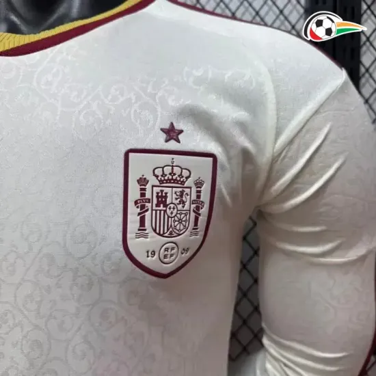 Camisa Reserva Versão Jogador España Copa do Mundo 2026 Branco/Vermelho Manga Longa