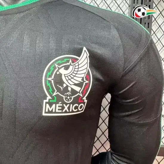 Camisa Versão Jogador México 2026 Preto Manga Longa