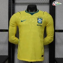 Camisa Titular Versão Jogador Brasil Copa do Mundo 2026 Amarelo Manga Longa