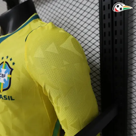 Camisa Titular Versão Jogador Brasil Copa do Mundo 2026 Amarelo Manga Longa