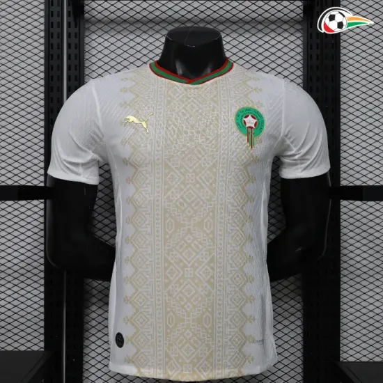 Camisa Reserva Versão Jogador Marruecos Copa do Mundo 2026 Branco/Dourado