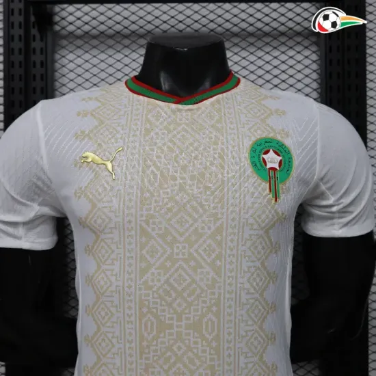 Camisa Reserva Versão Jogador Marruecos Copa do Mundo 2026 Branco/Dourado