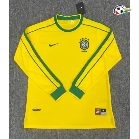 Camisa Retrô Titular Brasil 1998 Amarelo Manga Longa