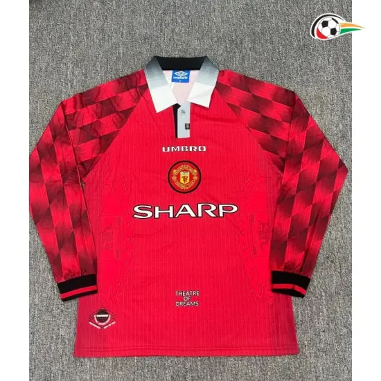 Camisa Retrô Titular Manchester United 1996/1998 Vermelho Manga Longa