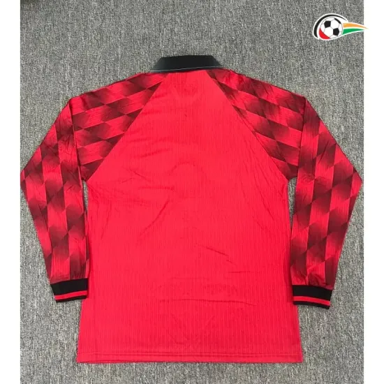 Camisa Retrô Titular Manchester United 1996/1998 Vermelho Manga Longa