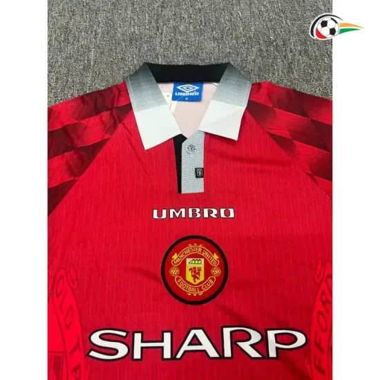 Camisa Retrô Titular Manchester United 1996/1998 Vermelho Manga Longa