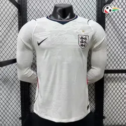 Camisa Titular Versão Jogador Inglaterra Copa do Mundo 2026 Branco Manga Longa