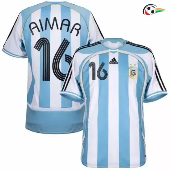 Camisa Retrô Titular Aimar 16 Argentina 2006 Azul/Branco