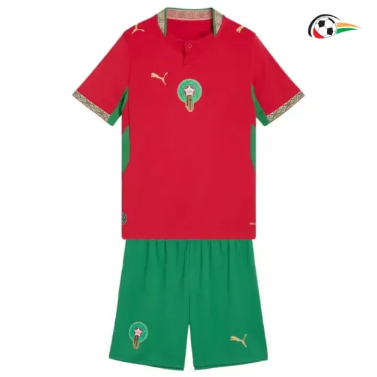 Camisa Titular Infantil Marruecos Copa do Mundo 2026 Vermelho