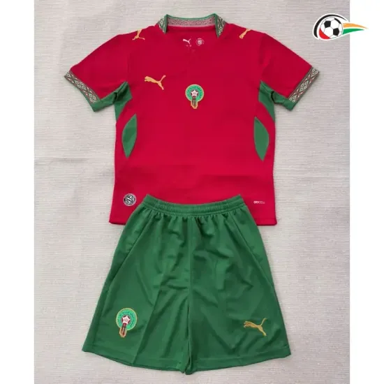 Camisa Titular Infantil Marruecos Copa do Mundo 2026 Vermelho