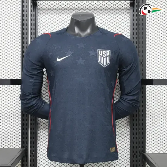 Camisa Reserva Versão Jogador EE.UU Copa do Mundo 2026 Preto Obsidiana Manga Longa