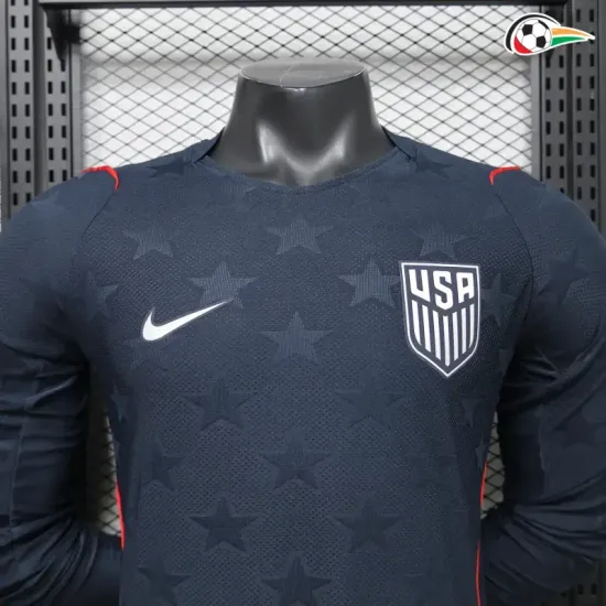 Camisa Reserva Versão Jogador EE.UU Copa do Mundo 2026 Preto Obsidiana Manga Longa