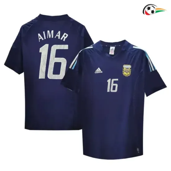 Camisa Retrô Reserva Aimar 16 Argentina 2002 Azul Marinho