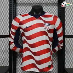 Camisa Titular Versão Jogador EE.UU Copa do Mundo 2026 Vermelho/Branco Manga Longa