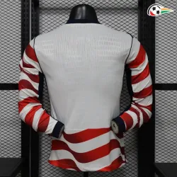 Camisa Titular Versão Jogador EE.UU Copa do Mundo 2026 Vermelho/Branco Manga Longa