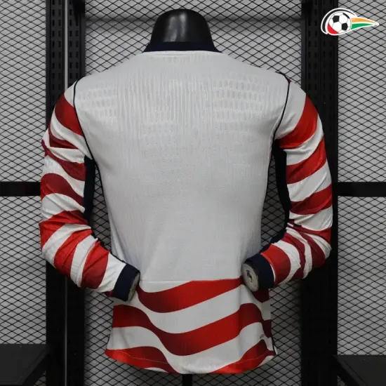 Camisa Titular Versão Jogador EE.UU Copa do Mundo 2026 Vermelho/Branco Manga Longa