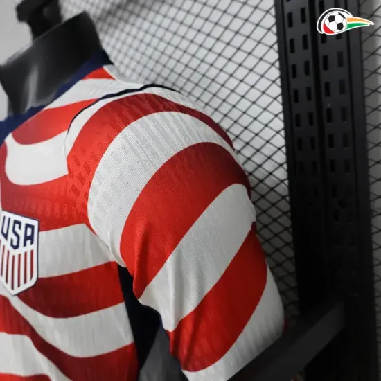 Camisa Titular Versão Jogador EE.UU Copa do Mundo 2026 Vermelho/Branco Manga Longa