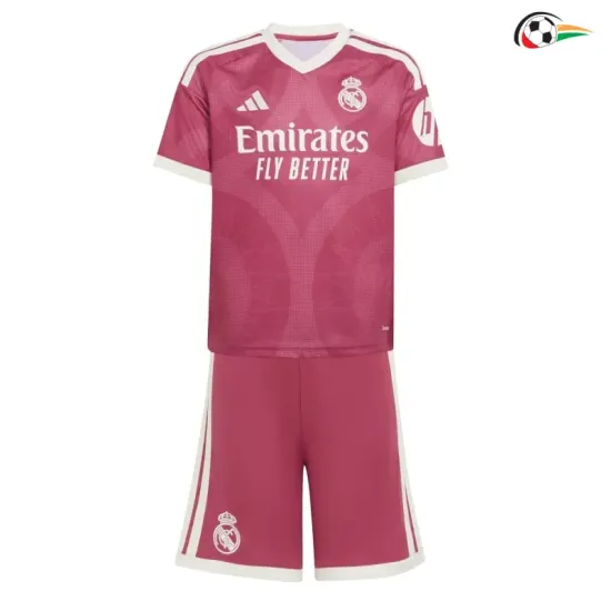 Camisa Alternativa Infantil Real Madrid 2026/2027 Rosa com Patch HP
