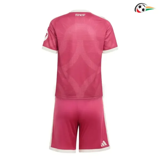 Camisa Alternativa Infantil Real Madrid 2026/2027 Rosa com Patch HP