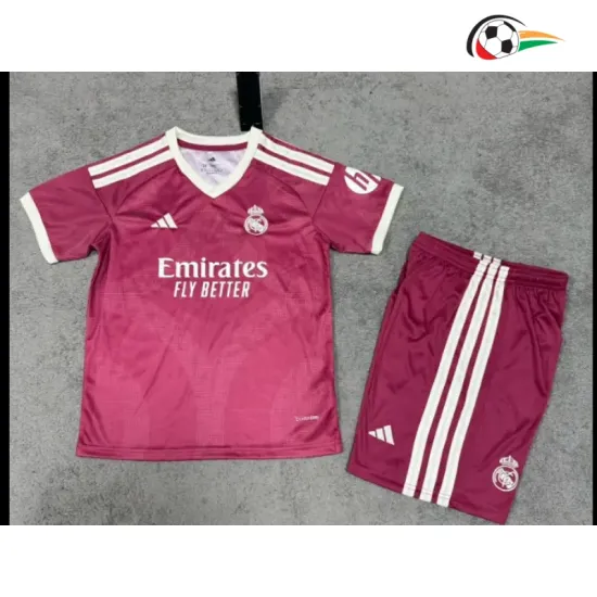 Camisa Alternativa Infantil Real Madrid 2026/2027 Rosa com Patch HP