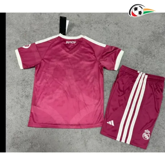 Camisa Alternativa Infantil Real Madrid 2026/2027 Rosa com Patch HP