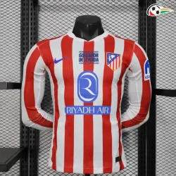 Camisa Titular Versão Jogador Atlético de Madrid 2025/2026 Branco/Vermelho Manga Longa