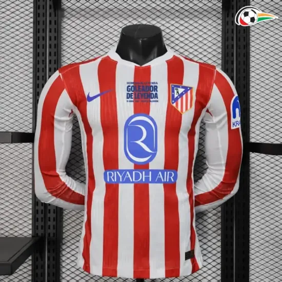 Camisa Titular Versão Jogador Atlético de Madrid 2025/2026 Branco/Vermelho Manga Longa