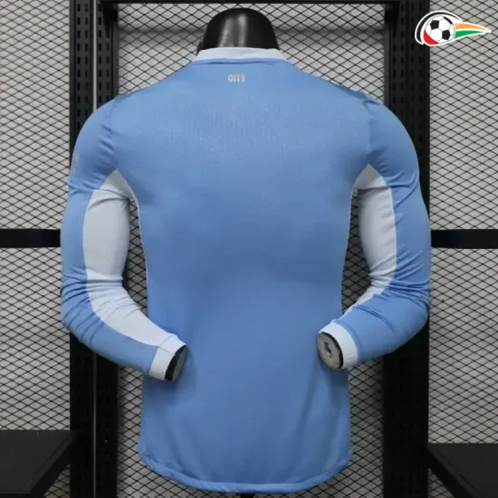 Camisa Titular Versão Jogador Manchester City 2026/2027 Azul/Branco Manga Longa