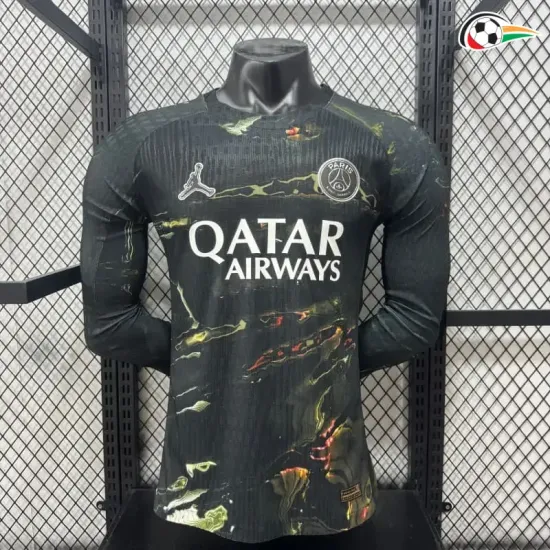 Camisa Versão Jogador PSG 2025/2026 Night Edition Preto Manga Longa