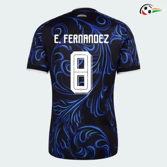 Camisa Reserva E.Fernández 8 Argentina Copa do Mundo 2026 Azul com FIFA2022
